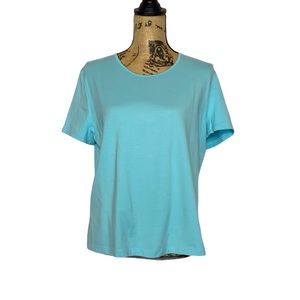 St John Sport Essentials by Marie Gray Baby Blue Scoop Neck Shirt Sleeve T-Shirt